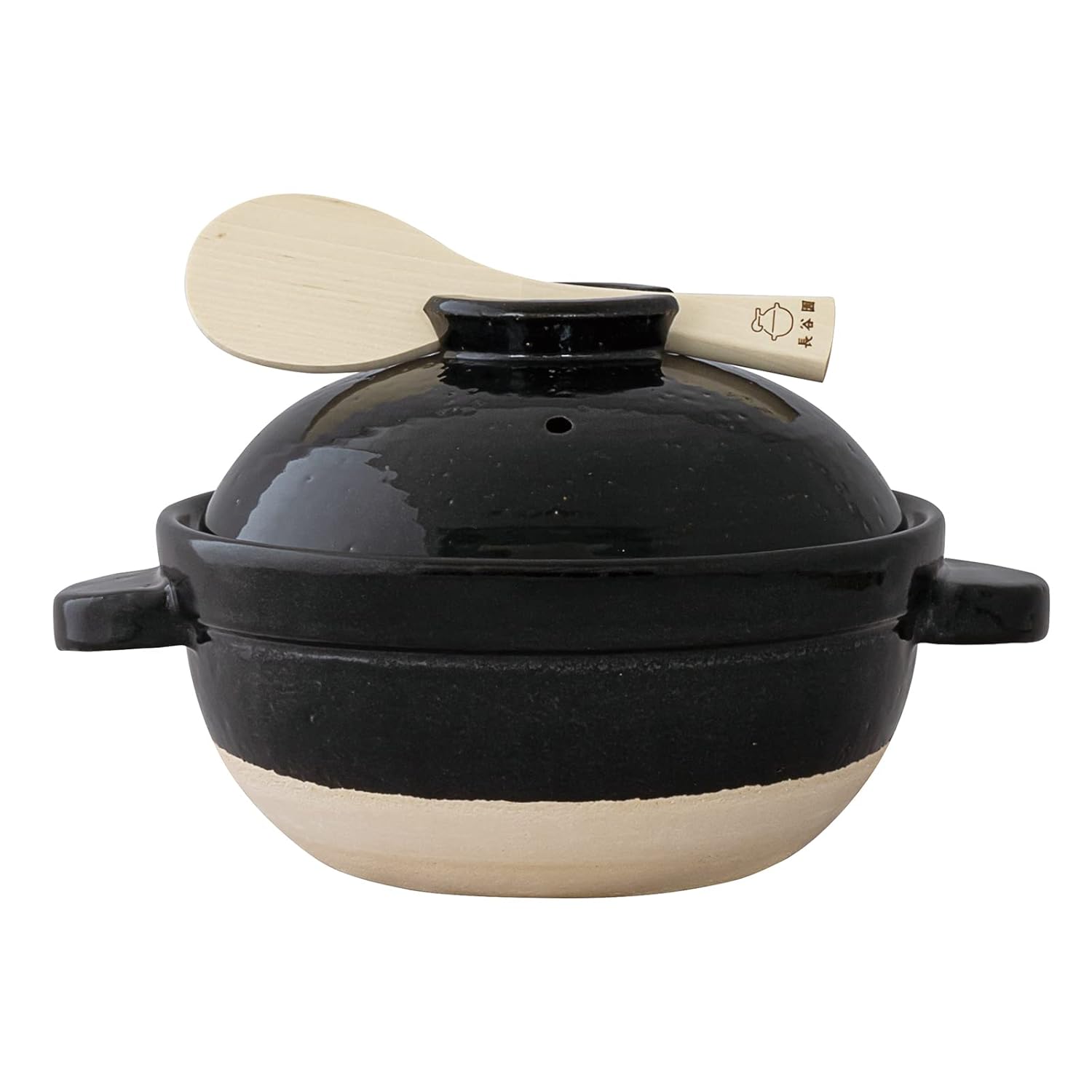 Nagatani Seitou ACT-03 Hase-en Kamado-san Earthenware Pot for 2 Cook Rice, Made in Japan (With Rice Spoon, Recipe) Diameter 8.5 inches (21.5 cm) x