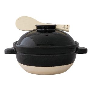 Nagatani Seitou ACT-03 Hase-en Kamado-san Earthenware Pot for 2 Cook Rice, Made in Japan (With Rice Spoon, Recipe) Diameter 8.5 inches (21.5 cm) x Nagatani Seitou ACT-03 Hase-en Kamado-san Earthenware Pot for 2 Cook Rice, Made in Japan (With Rice Spoon, Recipe) Diameter 8.5 inches (21.5 cm) x