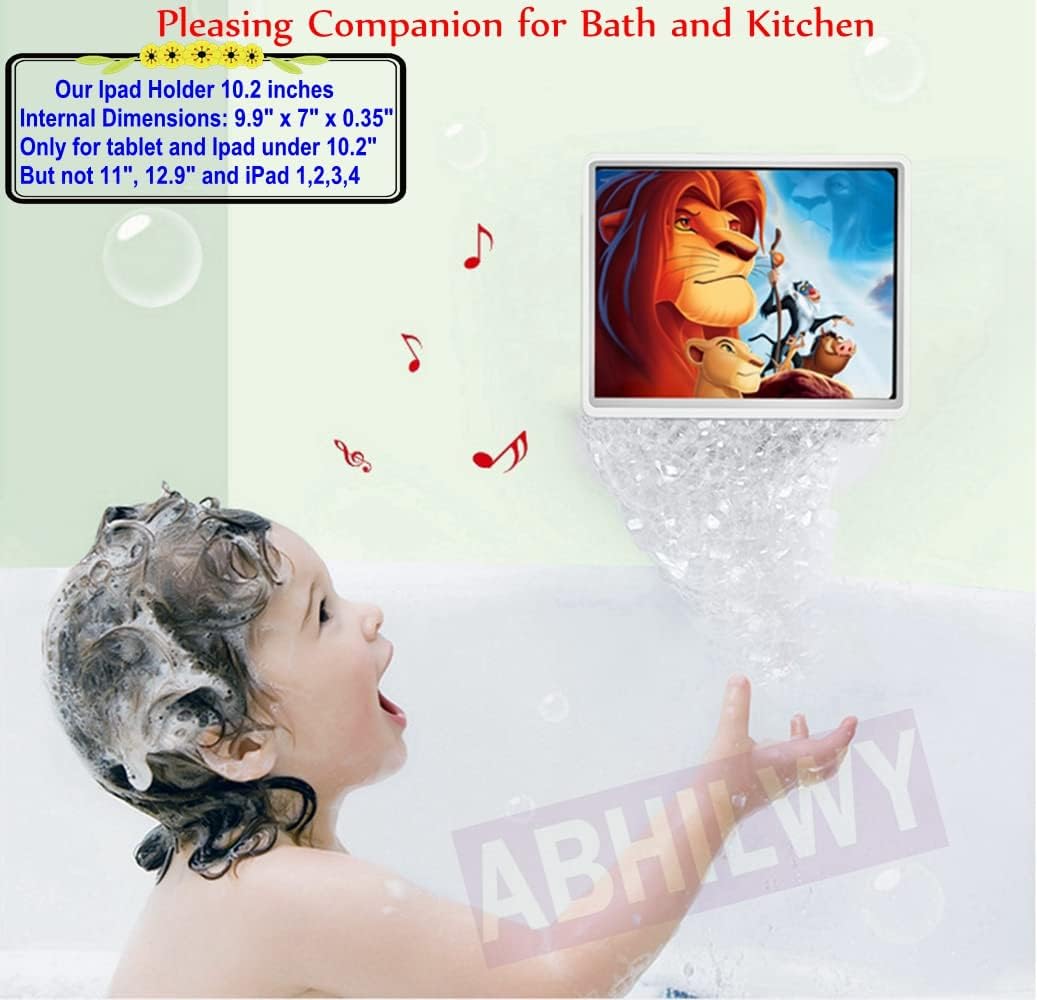 Soporte para iPad de ducha, impermeable, para montaje en pared, estante de montaje para tableta de baño, soporte adhesivo táctil con espejo de