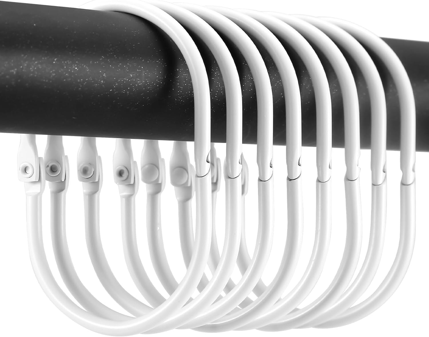 Goowin – 24 anillos para cortina de ducha, ganchos para cortina de ducha, anillos de ducha ovalados a presión para cortina, anillos de cortina de
