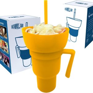 Kriklar Vaso de estadio con cuenco para aperitivos, taza de viaje con tazón para aperitivos, taza a prueba de fugas, tazón superior para bebidas, Kriklar Vaso de estadio con cuenco para aperitivos, taza de viaje con tazón para aperitivos, taza a prueba de fugas, tazón superior para bebidas,