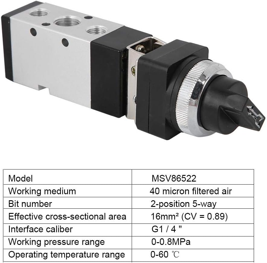 Msv86522-Tb Válvula de interruptor de válvula de botón mecánico de 5 vías de 2 posiciones para sistema neumático Válvula de botón mecánica de 5 vías
