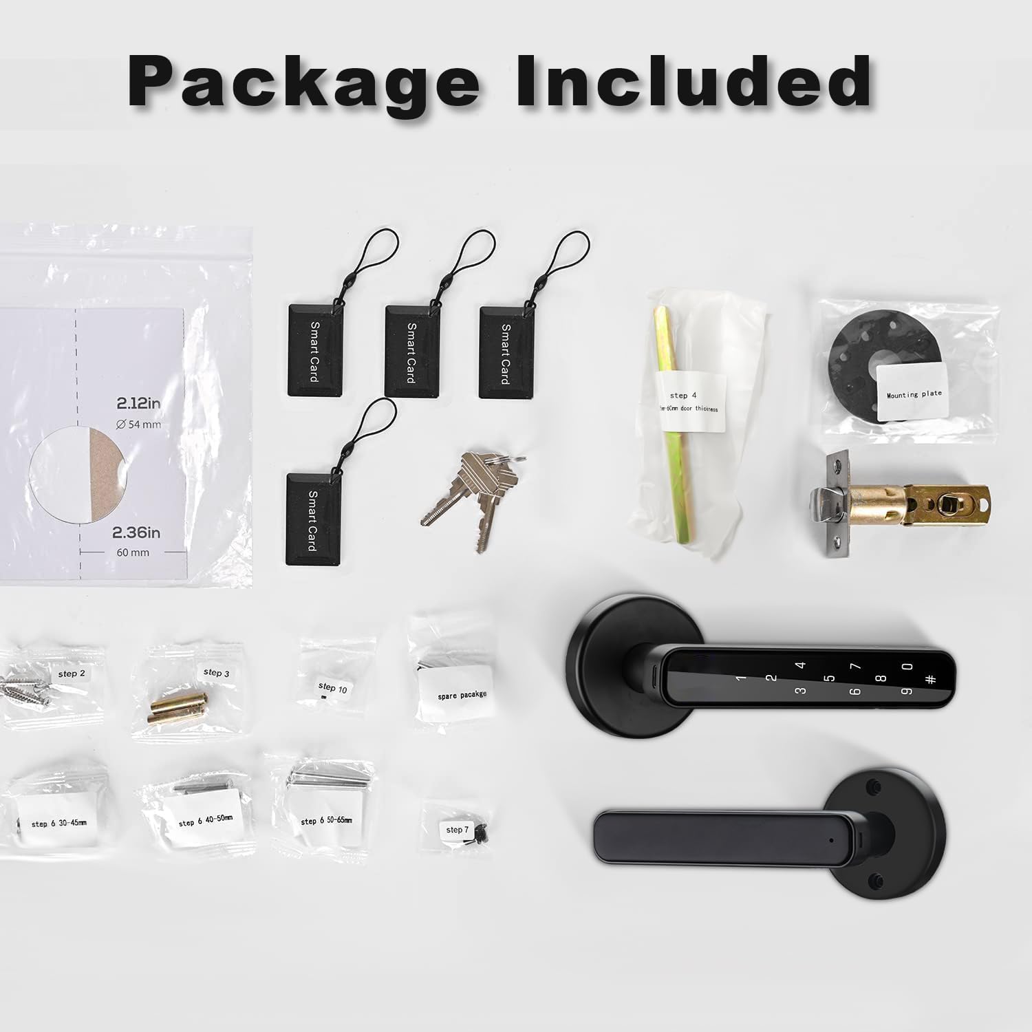 Pomo electrónico inteligente para puerta con aplicación, juego de cerradura de puerta de entrada sin llave con teclados y asa, cerradura de cerrojo