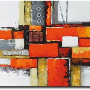 Noah Art -Arte de pared naranja, pintura al óleo 100% pintada a mano por Palette Knife Modern Pictures, 3 piezas estiradas y envueltas en galería, Noah Art -Arte de pared naranja, pintura al óleo 100% pintada a mano por Palette Knife Modern Pictures, 3 piezas estiradas y envueltas en galería,