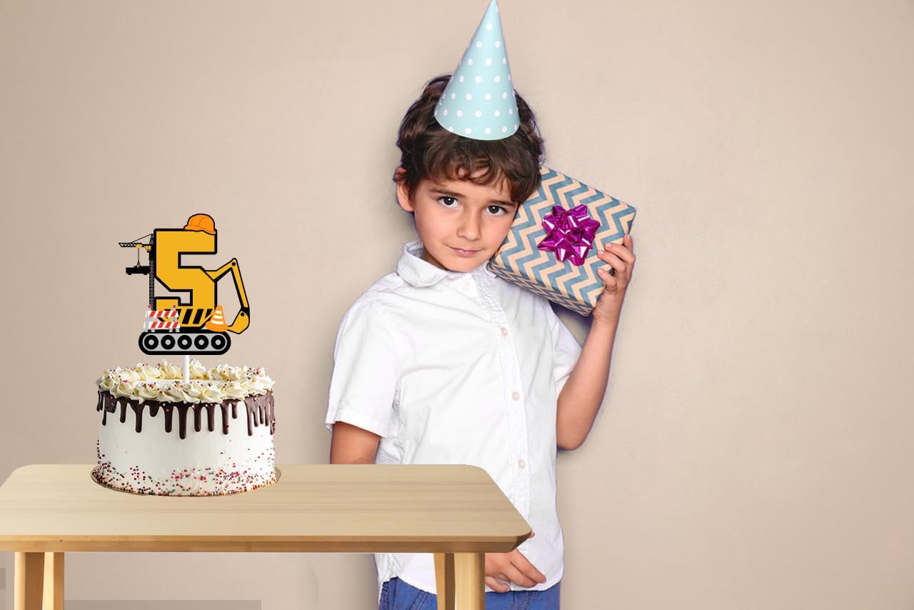 Decoración de pastel de construcción para niños y niñas, baby shower, 5 cumpleaños, suministros de fiesta temática de construcción, camión, tractor,