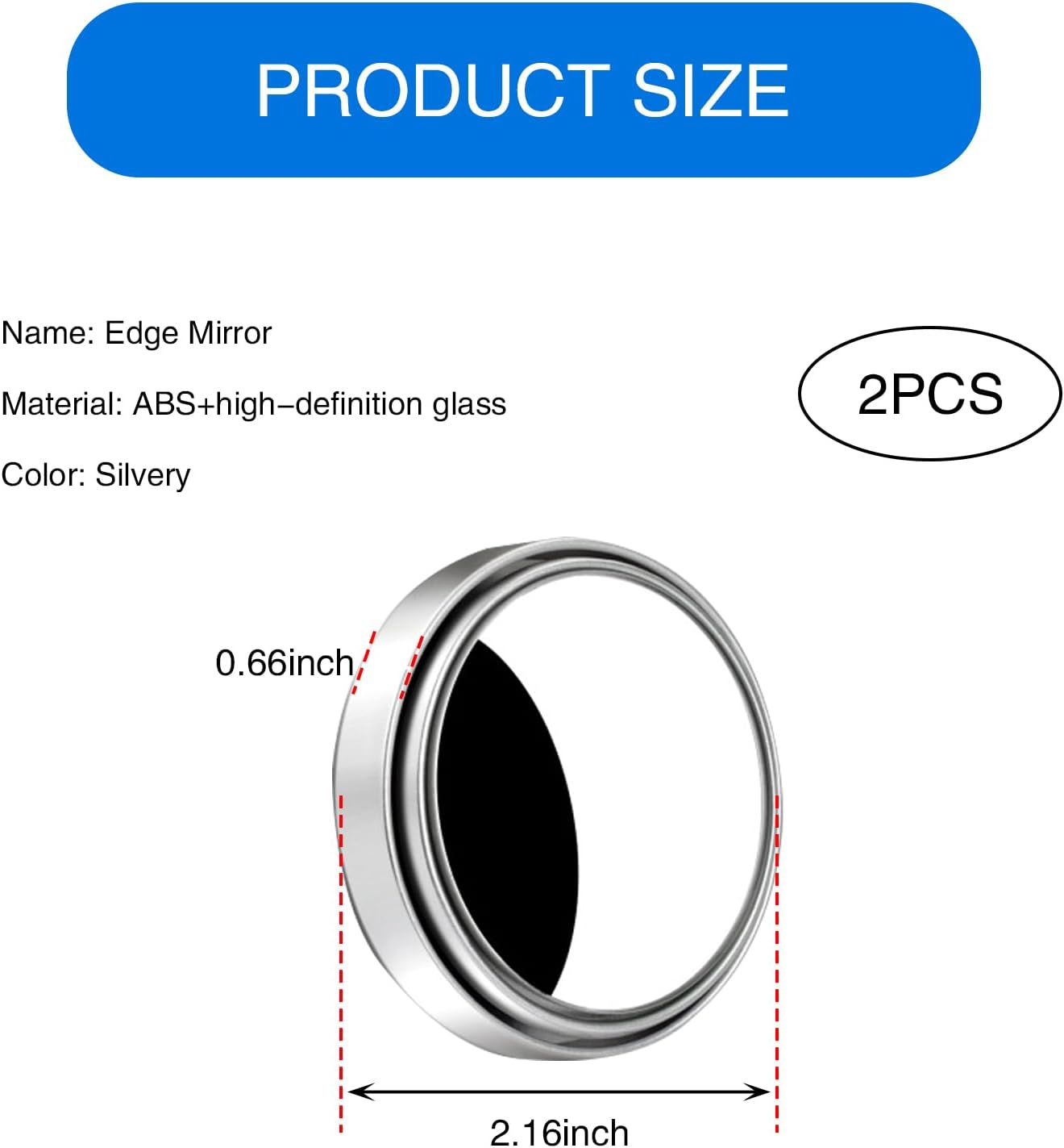 2 espejos de punto ciego para automóvil, 0.6 x 2.1 pulgadas, espejos retrovisores convexos ajustables de vidrio HD de 360 grados, espejo auxiliar