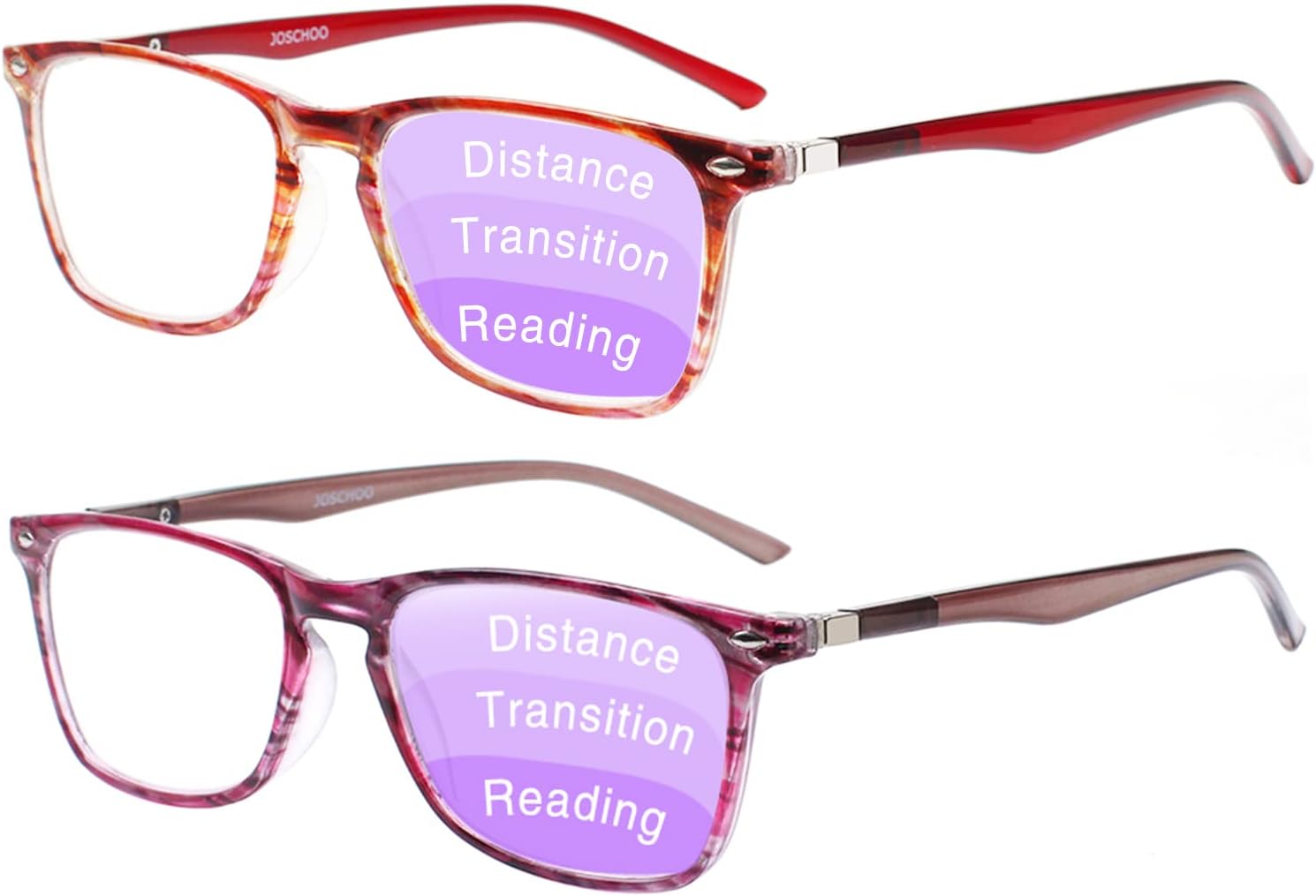 JOSCHOO Paquete de 2 lentes progresivos de lectura multienfoque con bloqueo de luz azul para mujeres y hombres