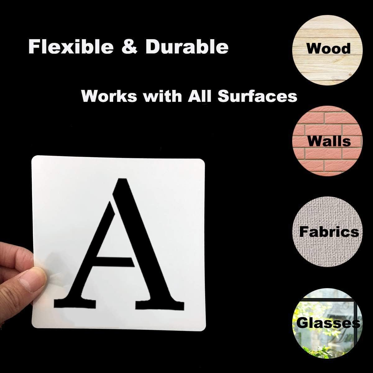 Plantillas de letras del alfabeto de 2.5 pulgadas para pintar, paquete de 70 plantillas de letras y números con letreros para pintar sobre madera,