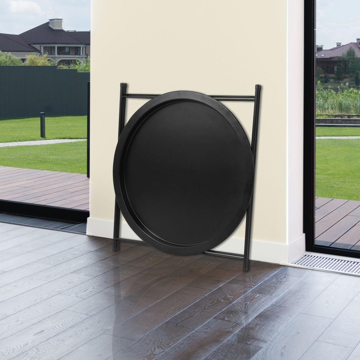 LZMS Gladom Bandeja de hierro  Moderna mesa redonda plegable minimalista  Sofá de noche interior, mesa baja, mesa auxiliar  Mesa plegable de jardín