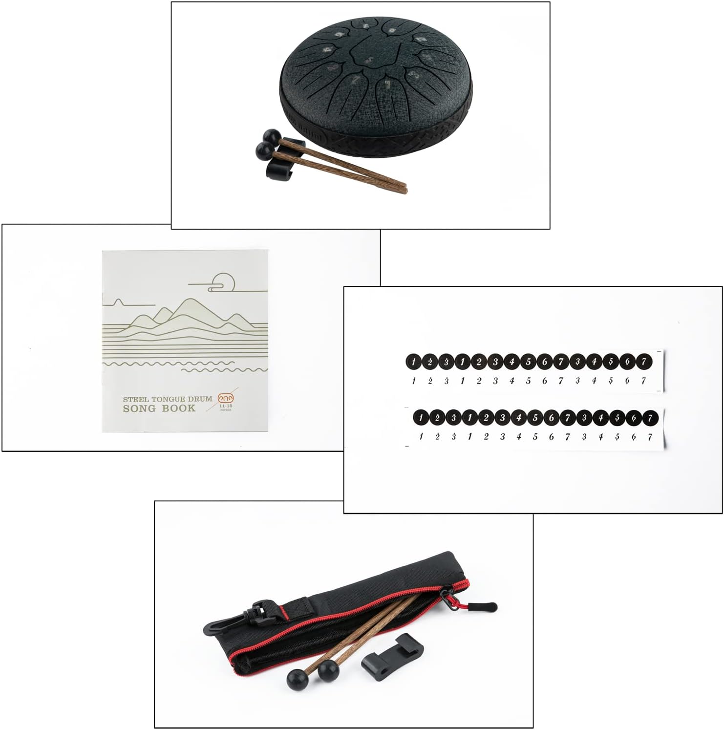Tambor de lengua de acero, 11 notas, instrumentos de percusión de 6 pulgadas con bolsa de mazos para meditación, educación musical, concierto,
