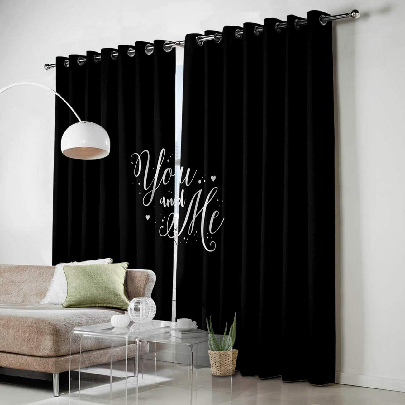 FortuneHouse Blackout Curtains Thermal Insulated Romance Text Solid Pattern Metal Grommet Elegant Room Drapes Window Curtain for Bedroom Living Room