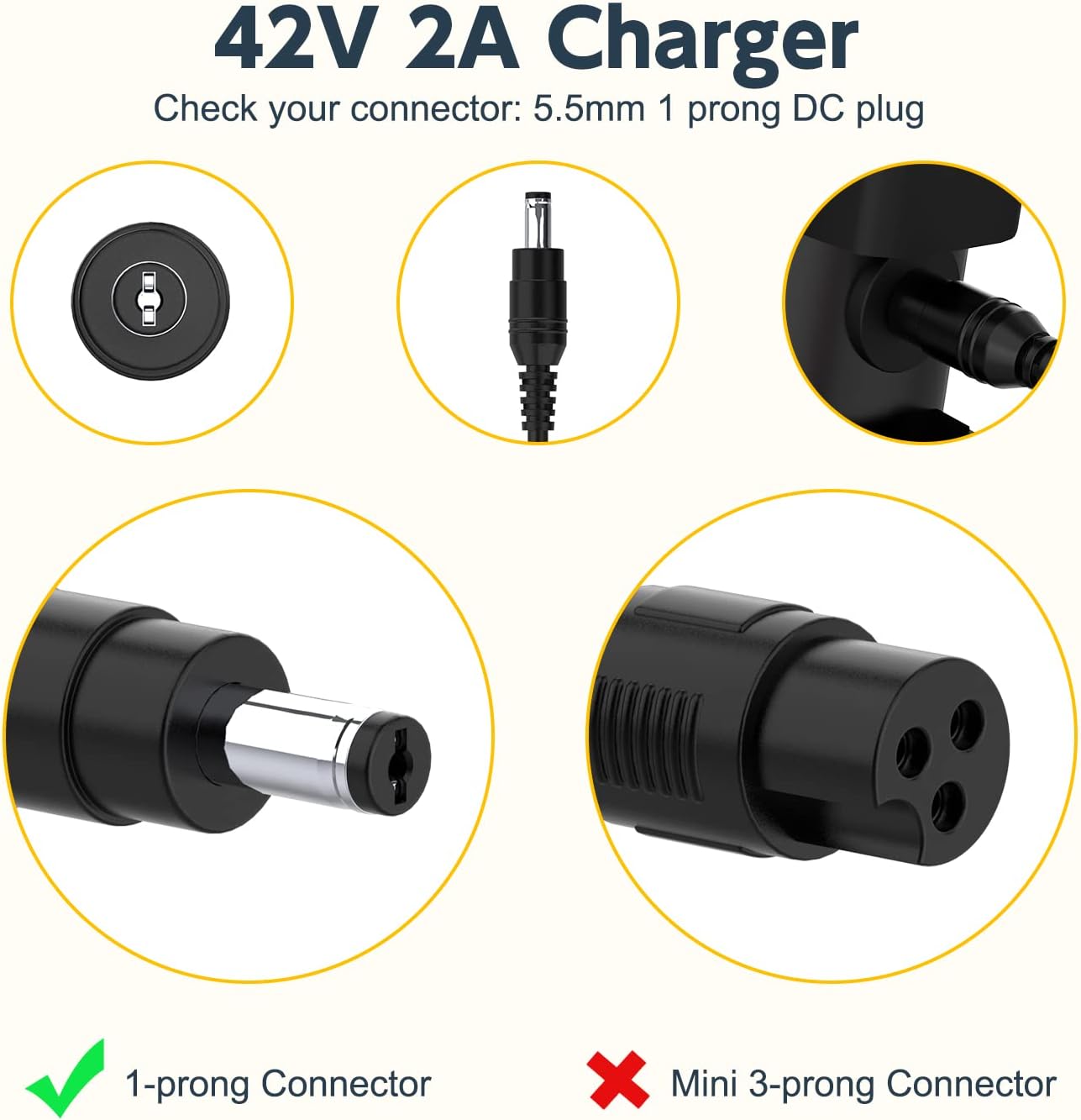 Cargador adaptador de CA de 42 V para Hover-1 Dynamo H1-DMO DSA-DMO-BF20 Scooter eléctrico plegable