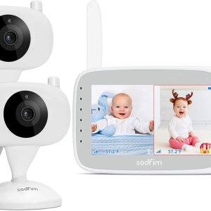 sodfim Monitor de bebé con 2 cámaras monitor de cámara de video de pantalla dividida de 4.3 pulgadas con audio, sin monitor de bebé WiFi, visión sodfim Monitor de bebé con 2 cámaras monitor de cámara de video de pantalla dividida de 4.3 pulgadas con audio, sin monitor de bebé WiFi, visión