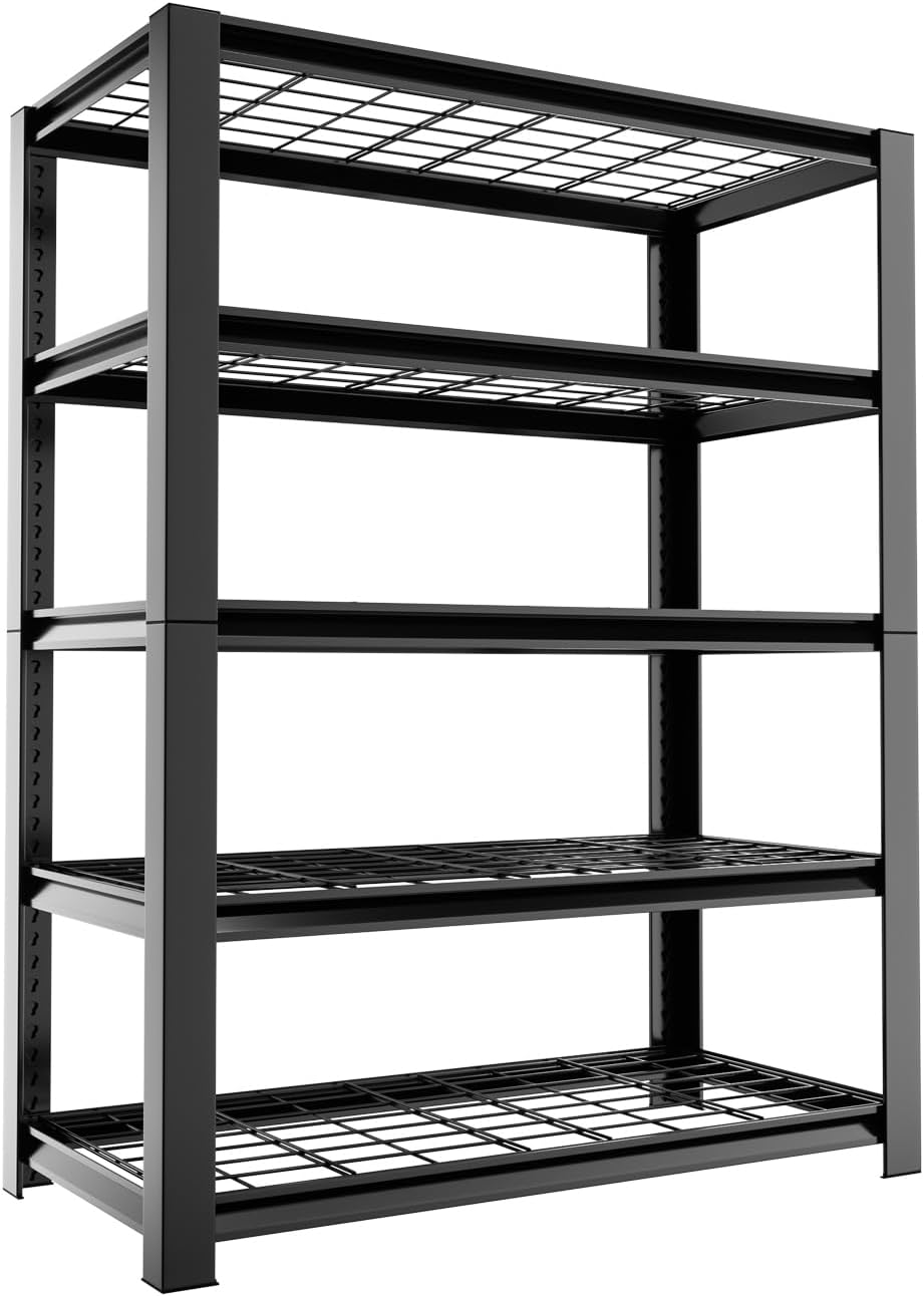 Estantería de garaje de 5 niveles, estantes de almacenamiento resistentes, estantes de metal ajustables de 72 pulgadas para sótano de garaje,
