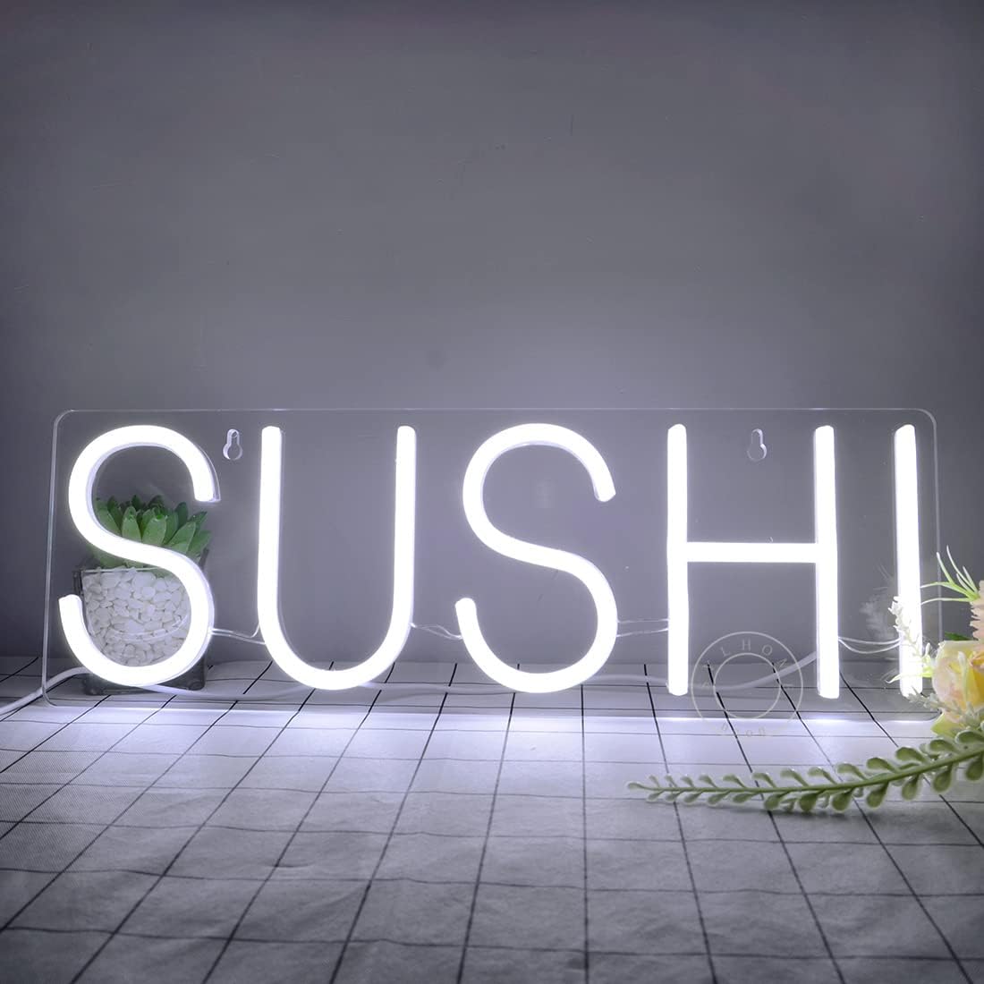 SYLHOME SUSHI – Letrero de luz LED de neón para negocios, decoración para colgar en ventanas, restaurante, pancarta publicitaria, mesa de sushi,