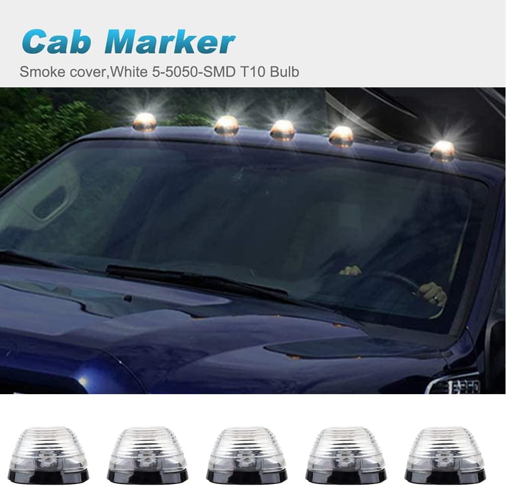5 luces transparentes para techo con marcador de cabina 264143AM con 5 bombillas LED blancas T10 compatibles con Ford E150 E250 E350 E450 F150 F250