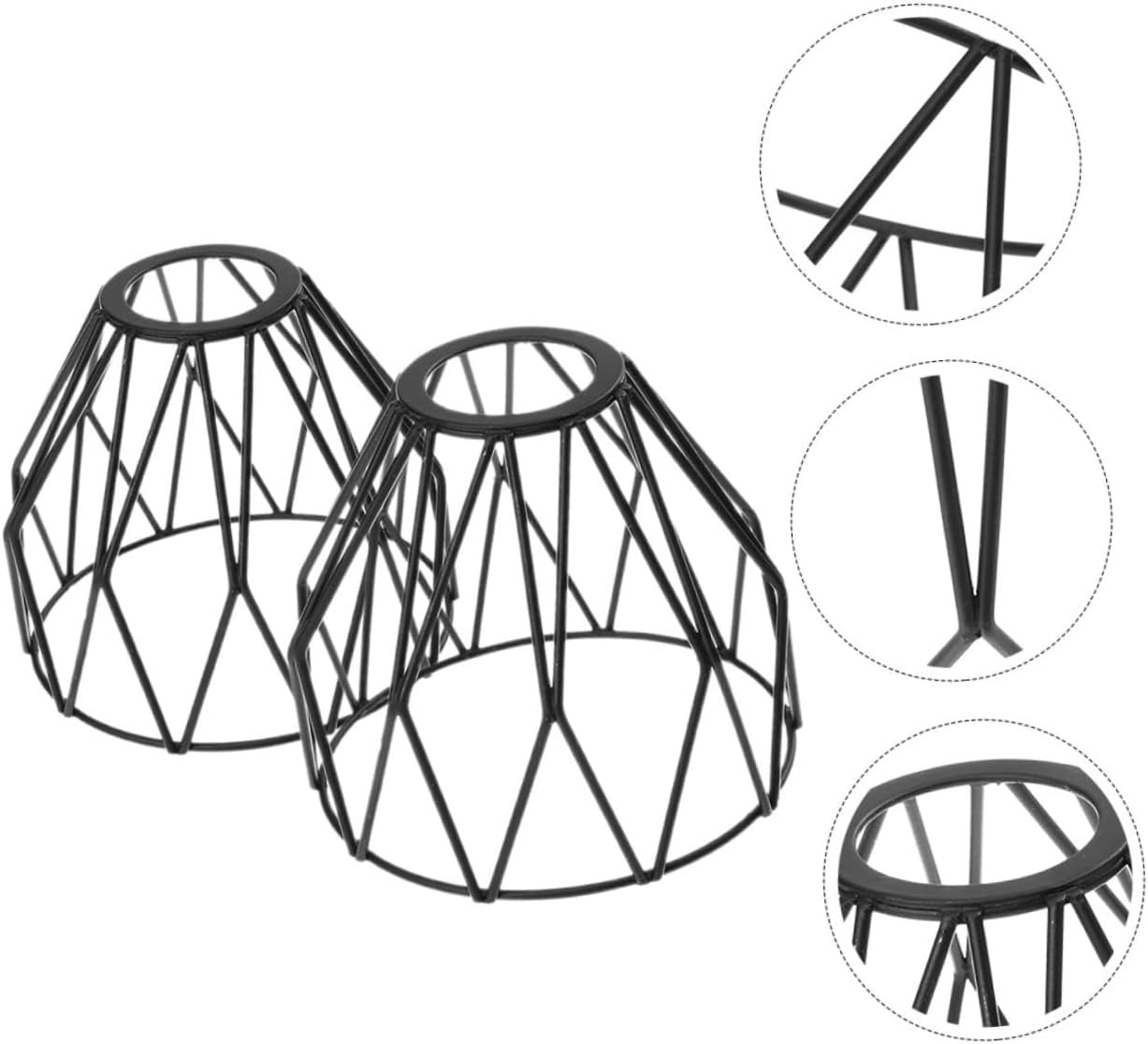 2 piezas de pantalla de lámparas colgantes negras, bombilla negra, lámpara de araña vintage, portalámparas de protección, cubiertas de luz, globos