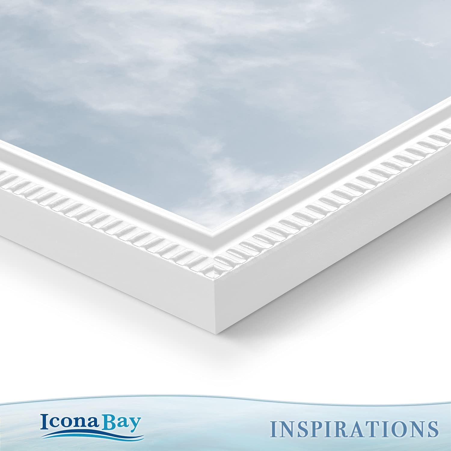Icona Bay – Portarretratos blanco de 5 x 7 pulgadas, moldura bellamente detallada, contemporáneo, montaje en pared o mesa, colección Inspirations