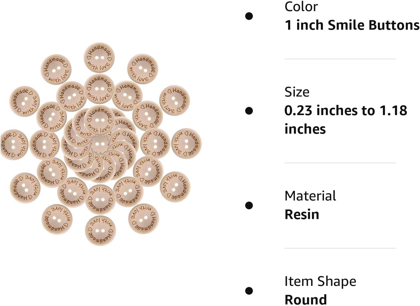 200 botones de madera hechos a mano de 1 pulgada con botones de amor para manualidades, botones de madera para manualidades, botones redondos a