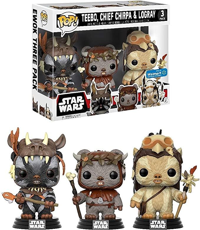 Funk o Pop! Star Wars Ewoks – Teebo, Chief Chirpa, Logray – Paquete de figuras de vinilo
