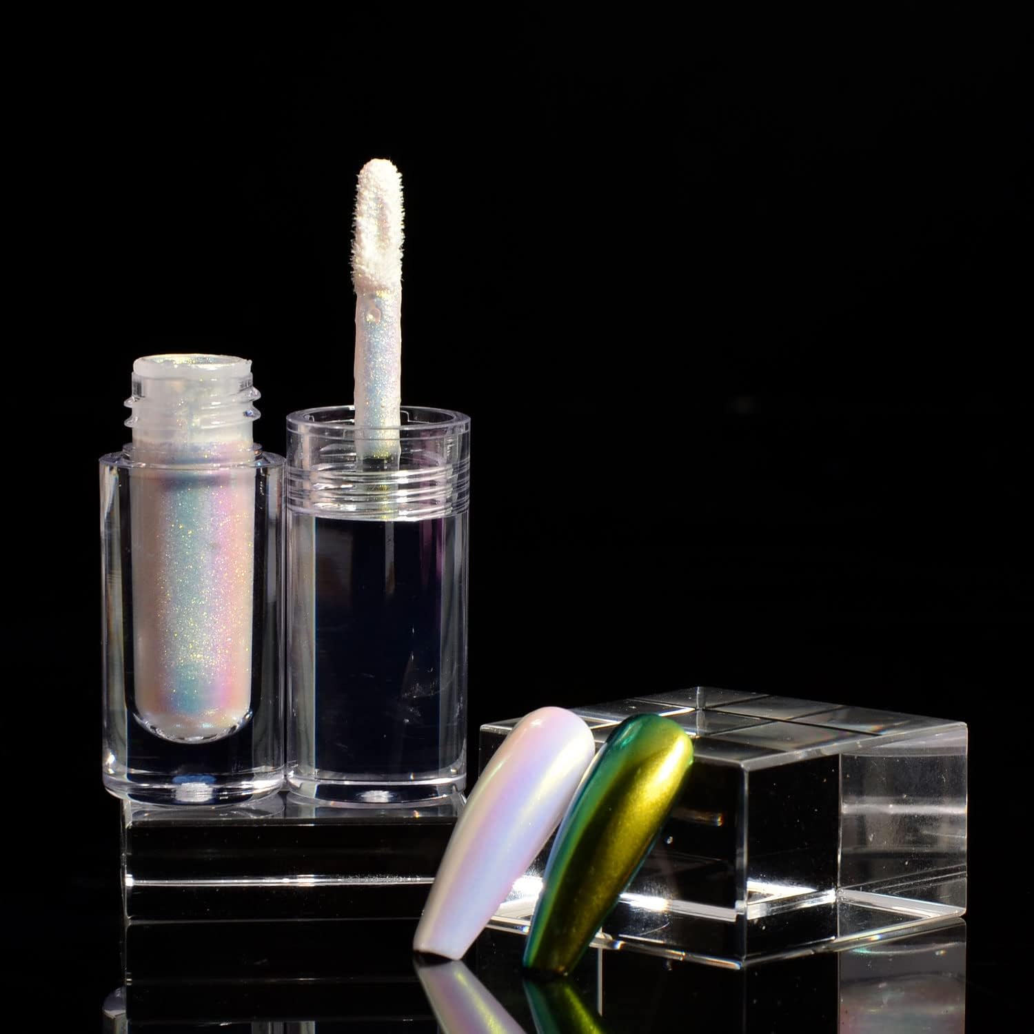 Polvo de uñas cromado, efecto aurora, efecto espejo, sirena perla, purpurina, iridiscente, esmalte de uñas de gel para arte de uñas, manicura y