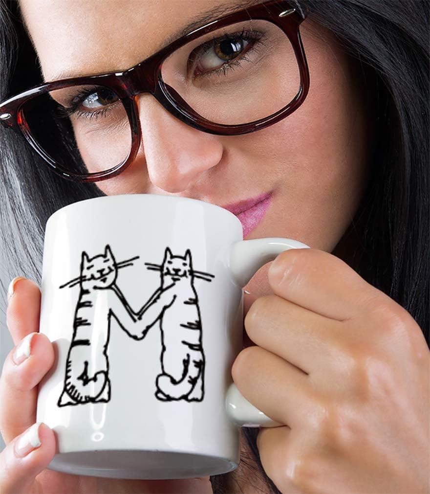 M Cats – Taza de cerámica personalizada con monograma inicial con letra M, 11 onzas