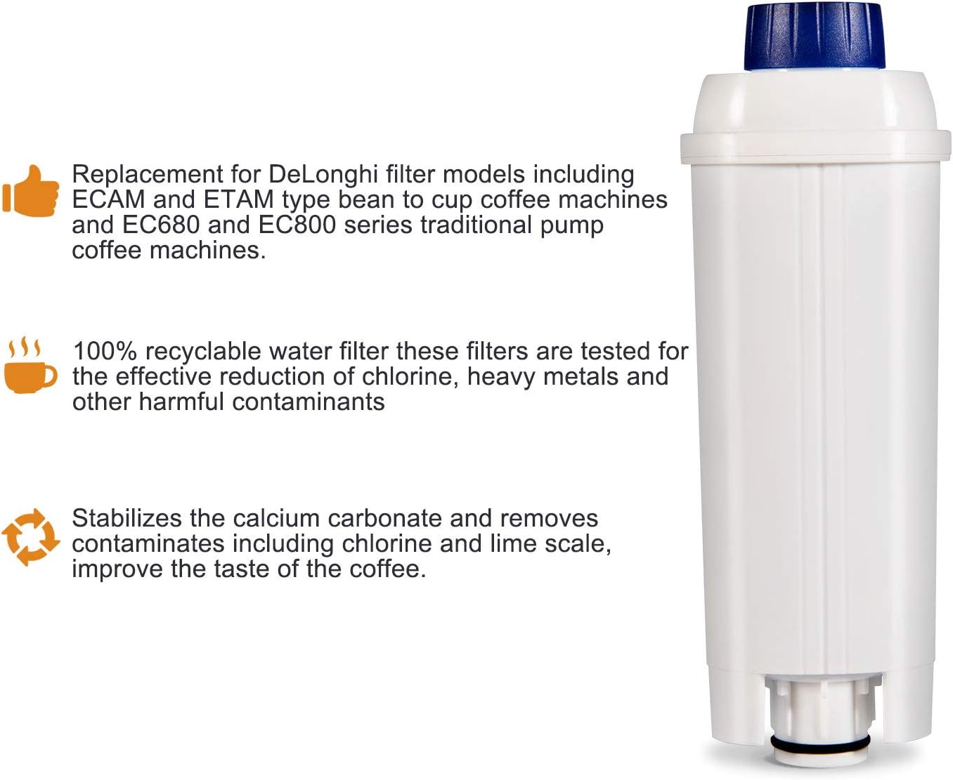 Ouxunus – Filtros de repuesto para filtro DeLonghi DLSC002, cartuchos de filtro de agua, suavizante de carbón activado, compatible con ECAM, ESAM,