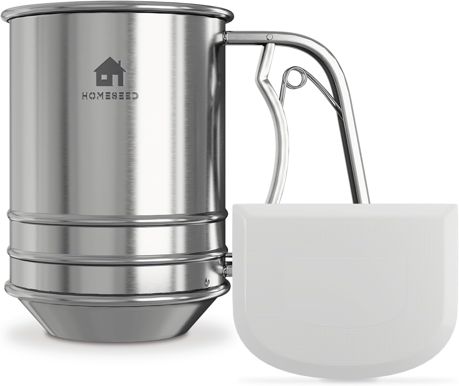HOMESEED Tamiz para hornear – Acero inoxidable – Tamiz de cocción de doble capa – Capacidad de 3 tazas – Resistente a la corrosión – Colador de
