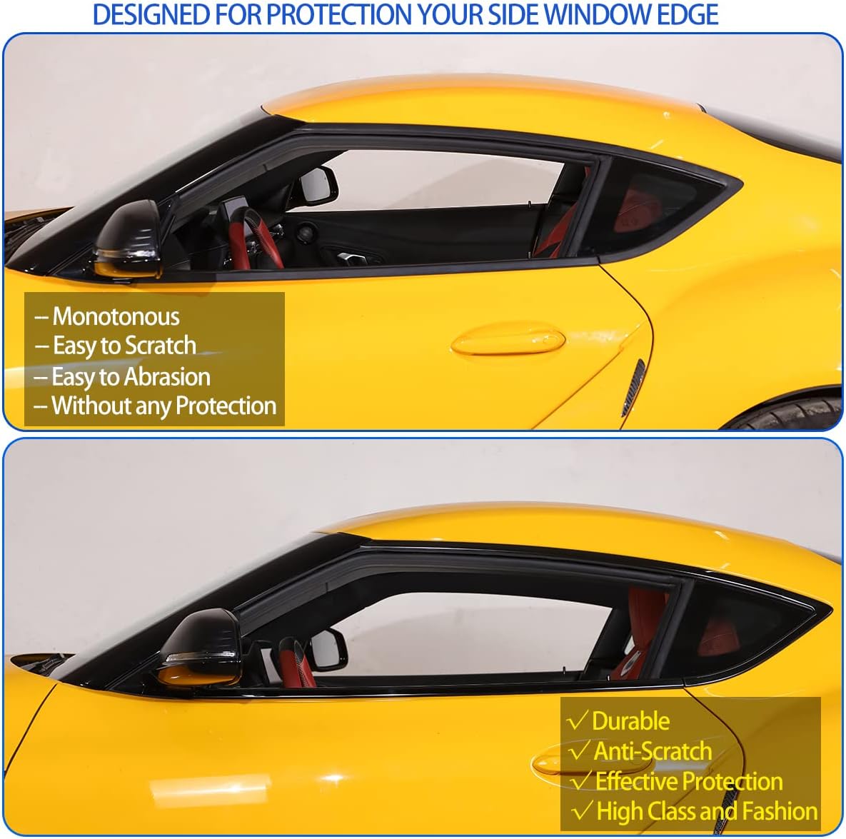 Ajuste para moldura de ventana de Toyota Supra GR A90 A91 MK5 2019-2024, tira de sellado de ventana, cinturón de sellado de ventana antiarañazos