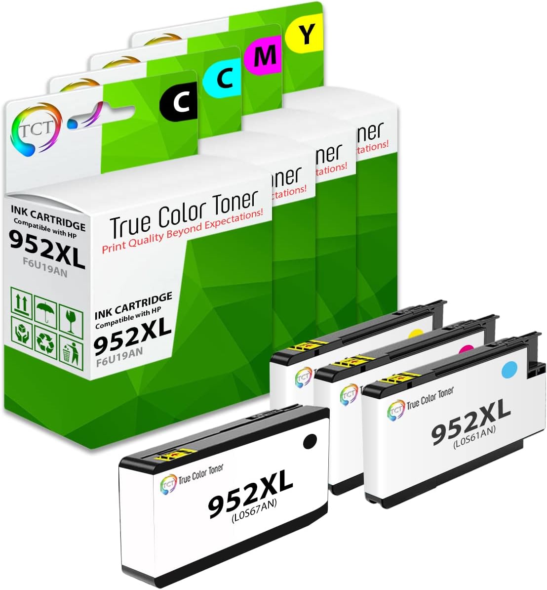 TCT Cartucho de tinta de repuesto compatible para HP 952XL F6U19AN L0S61AN L0S64AN L0S67AN funciona con impresoras HP OfficeJet 7740 8702 8715, Pro