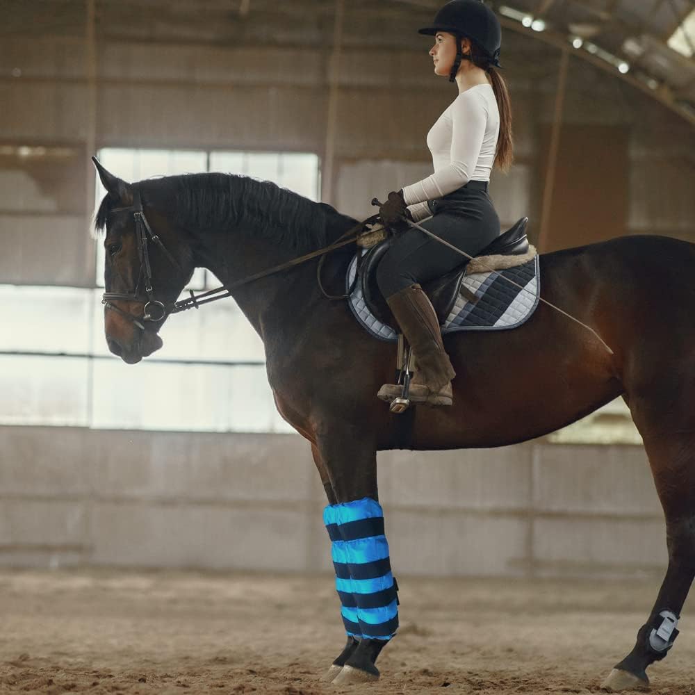 Botas de hielo para caballo, envolturas de refrigeración para lesiones de caballos, paquete frío reutilizable para patas de caballo con correas