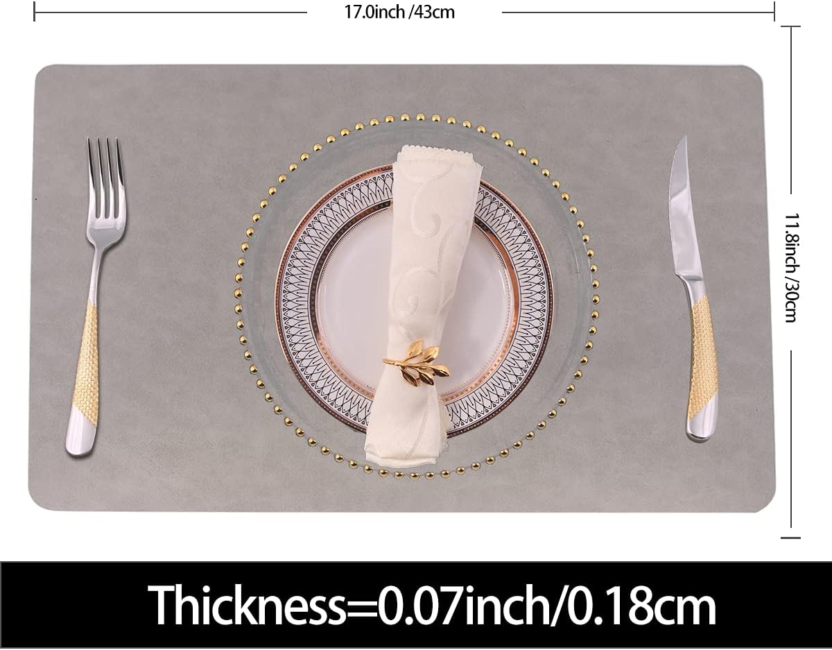 Juego de 4 manteles individuales para mesa de comedor, diseño clásico, de piel sintética, ecológicos, impermeables y resistentes a las manchas,