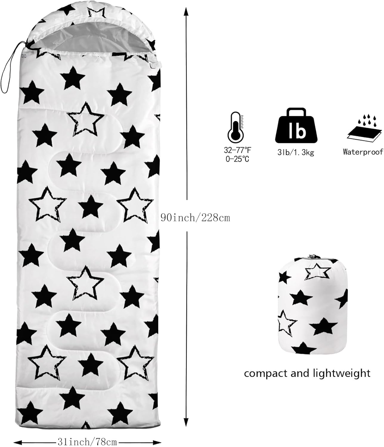 Axolotl Saco de dormir de unicornio para niños y niñas, saco de dormir ligero y cálido para clima frío, saco de dormir portátil impermeable con saco