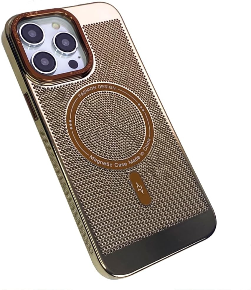 Funda magnética de disipación de calor para iPhone 14 Pro Max compatible con Magsafe delgada y dura carga inalámbrica galvanizada (para iPhone 14