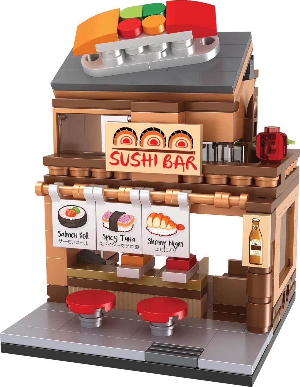 Exclusiva barra de carrito de sushi Mini City  Modelo de diseño personalizado  Compatible con Lego y otras marcas importantes de bloques de