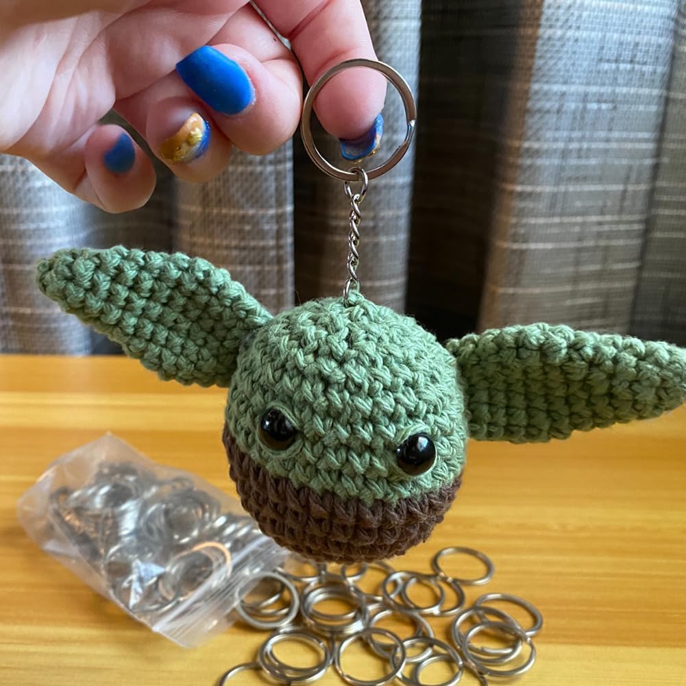 100 llaveros divididos con cadenas, eslabones abiertos, anillos de salto para manualidades, manualidades, suministros para fabricar llaveros, kit de