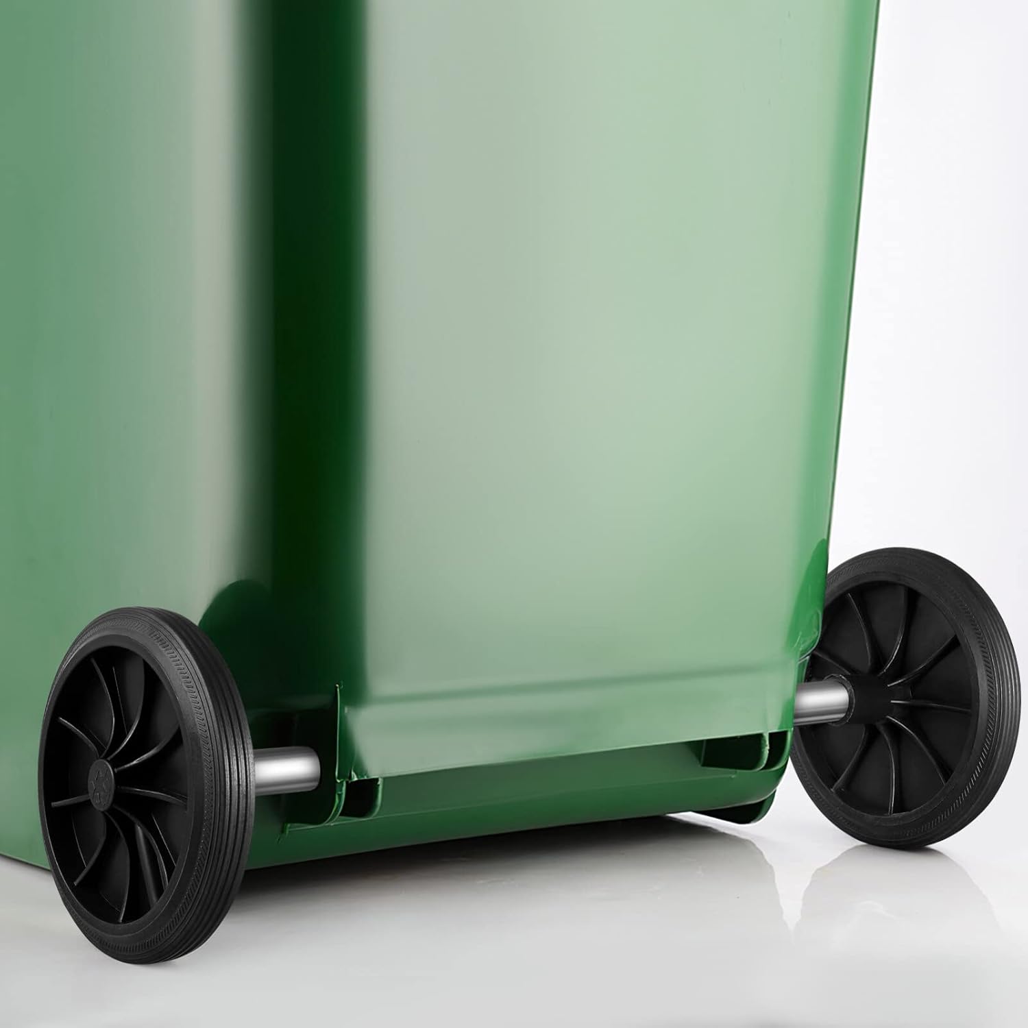 Zerodeko 1 juego de ruedas de cubo de basura de plástico de repuesto, ruedas de cubo de basura con eje hueco, ruedas de repuesto, polea, accesorios