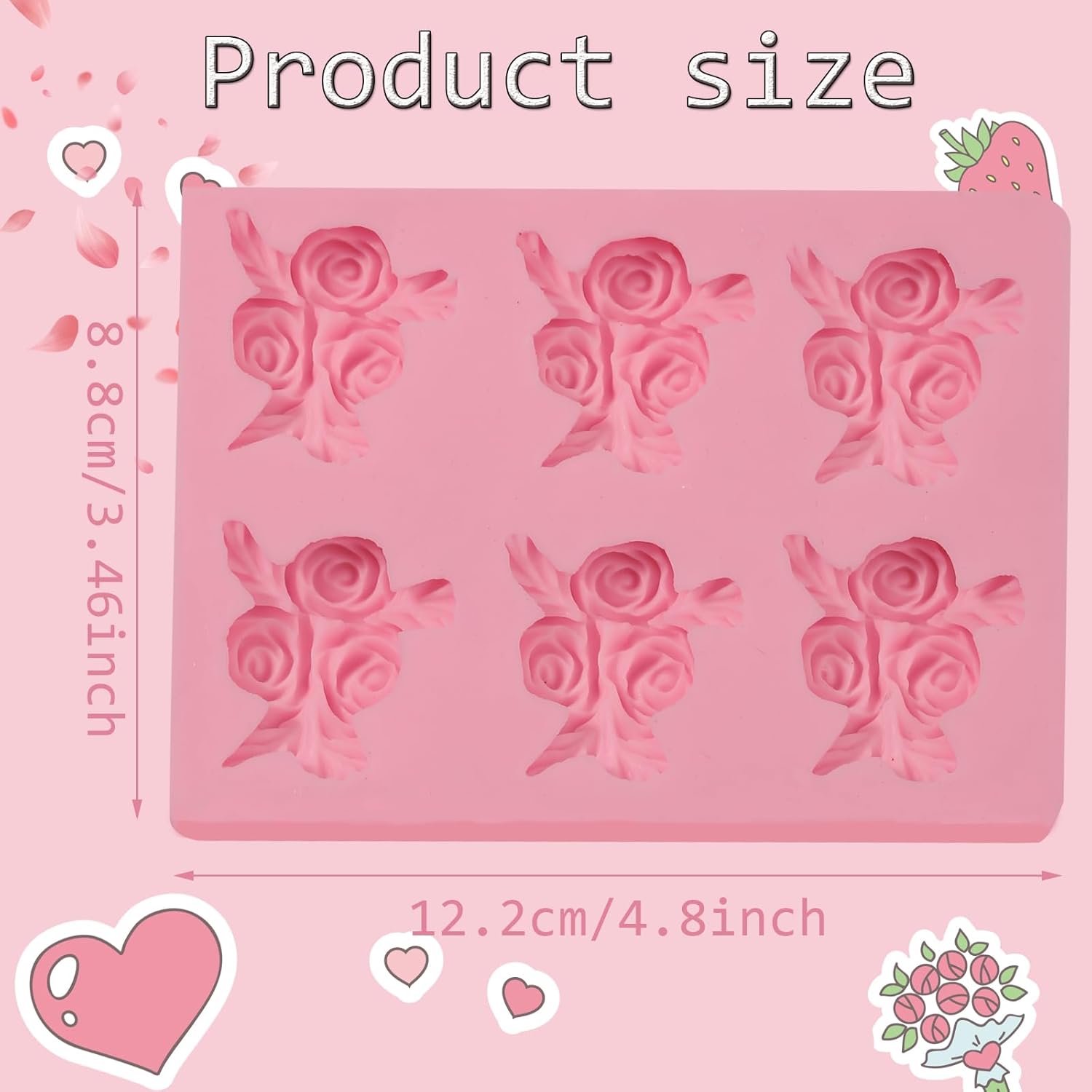 Molde de silicona de 6 cavidades para decoración de pasteles, para boda, día de San Valentín, fiesta de cumpleaños, aniversario, decoración de