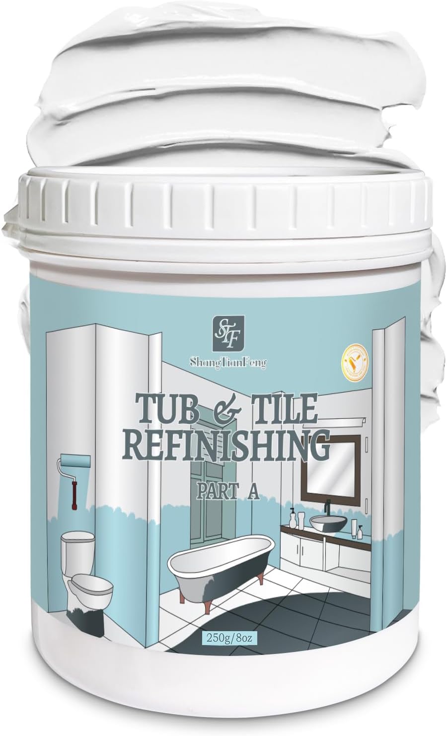 Kit de reacabado de pintura de azulejos de cerámica para pared de baño, bañera, fregadero de pintura, kit de acabado de pintura (blanco12-15 pies