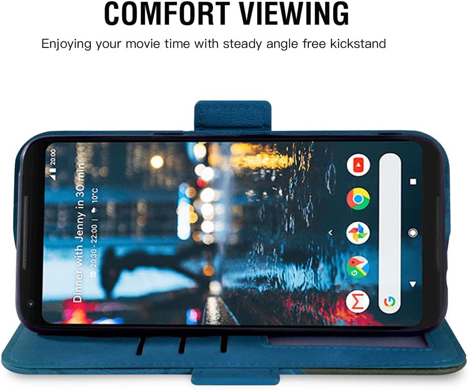Asuwish Compatible con Google Pixel 2XL – Funda tipo cartera y protector de pantalla de vidrio templado, soporte de cuero con tapa para tarjetas,