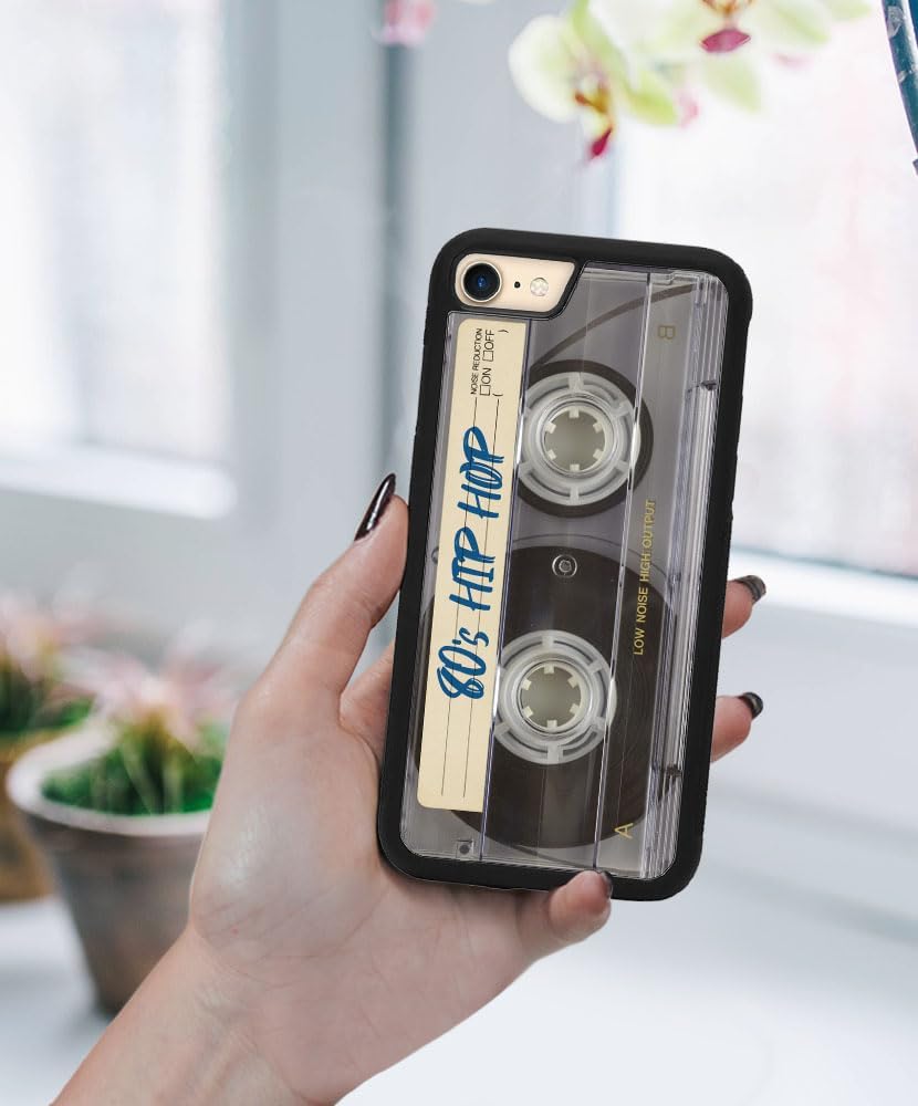 Funda protectora de goma suave antiarañazos, a prueba de golpes, compatible con Apple iPhone 78SE (2020)  SE 3 2022 de 4.7 pulgadas, cinta de casete