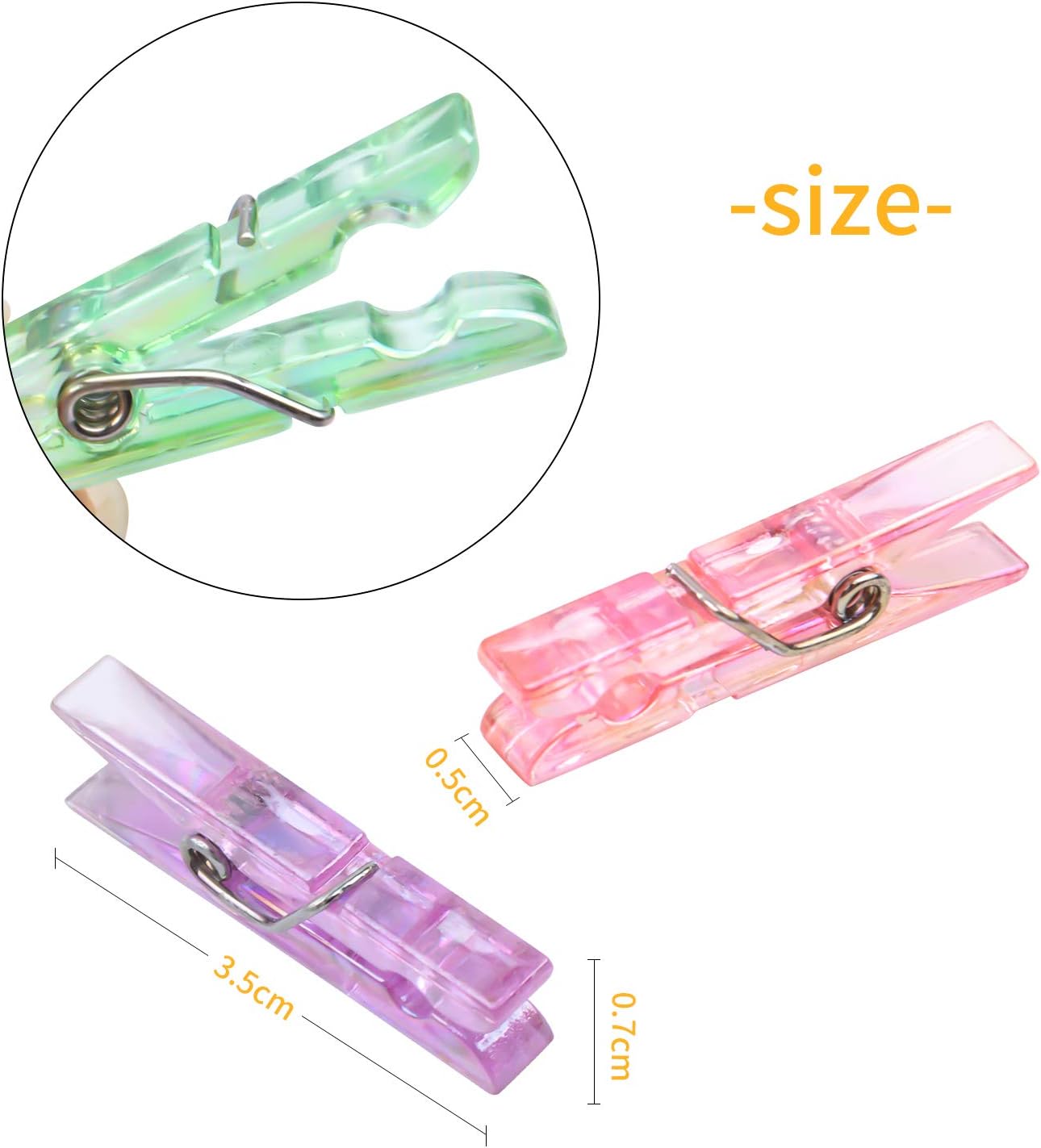 Mini clips de plástico, 50 piezas de clips de fotos de plástico de colores, pinzas de papel para manualidades, 1.4 x 0.2 x 0.3 in
