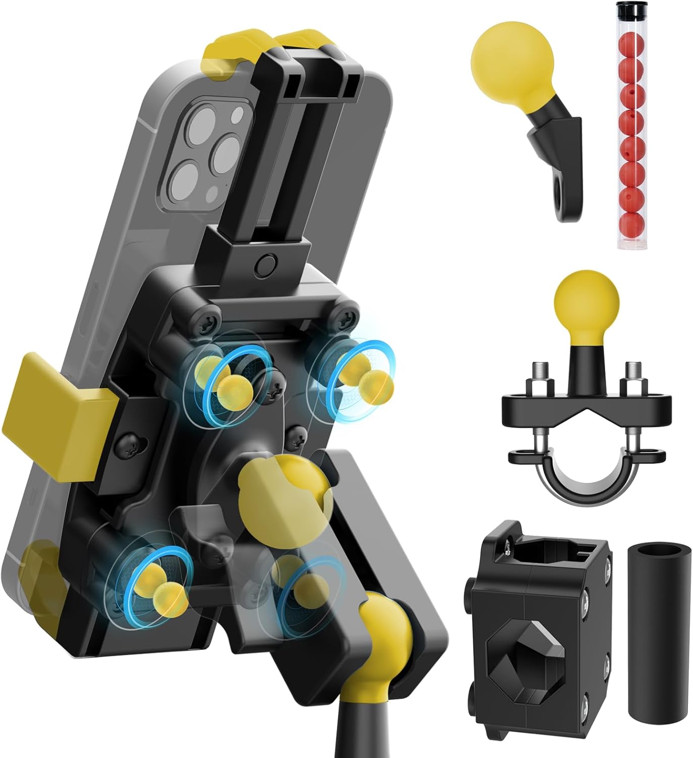 Soporte de teléfono para motocicleta con amortiguador de vibración, soporte de teléfono de motocicleta de 360 para teléfonos de bicicleta de 4.7 a
