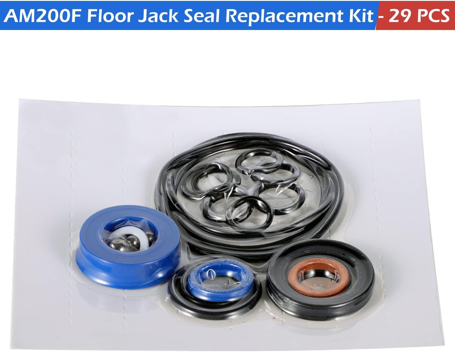 Kit de sello de reparación hidráulica mejorado Kit de sello de gato de piso apto para AM200F Matco Floor Jack 2 toneladas, 29 piezas