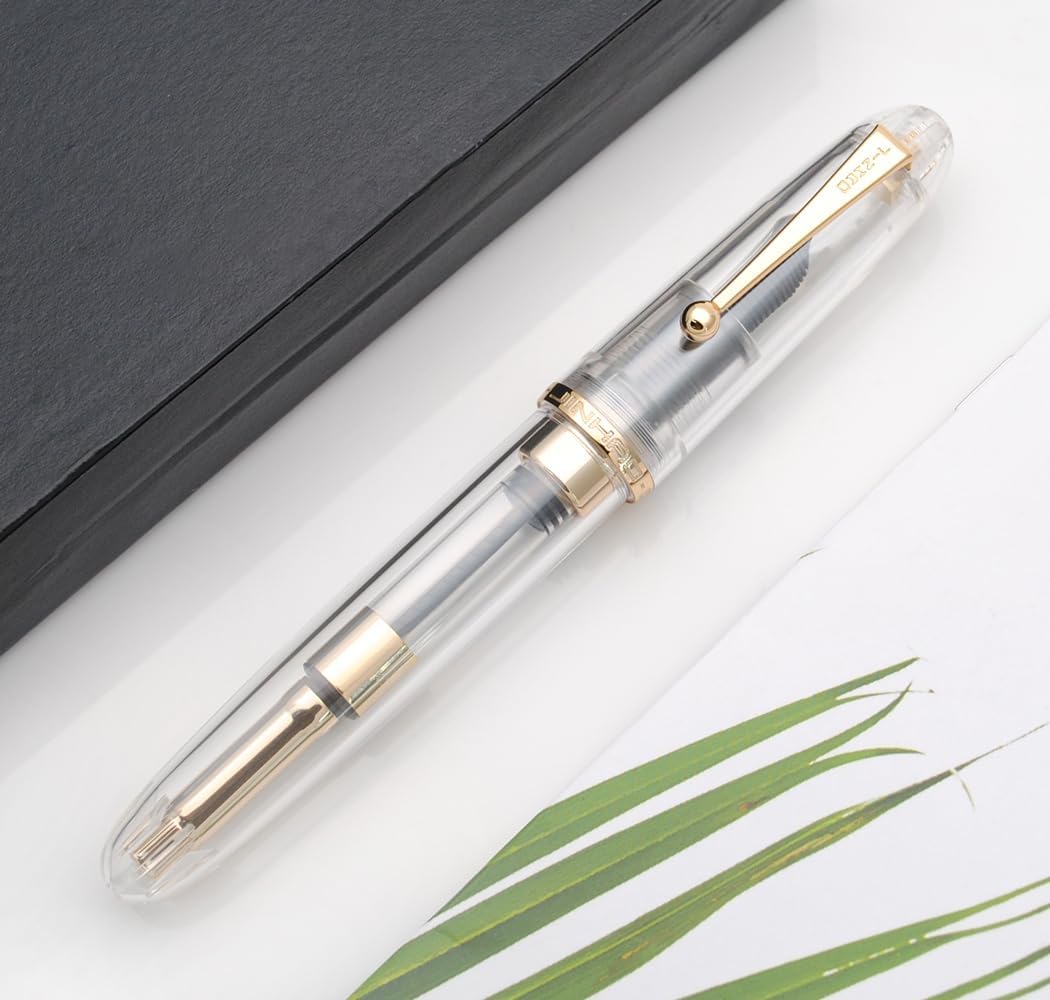 JINHAO 9019 – Pluma estilográfica Dadao Series con convertidor de tinta de alta capacidad (transparente, punta mediana de 0.028 in)