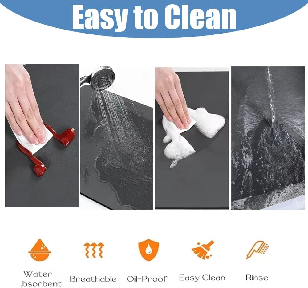 TCASH Tapete de secado de platos para encimera de cocina, 24 x 16 pulgadas, tapete de drenaje súper abosrbente, almohadilla de secado de platos