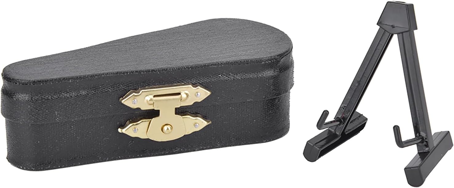 PerGar Modelo de guitarra clásica en miniatura con soporte y estuche, modelo de guitarra clásica, réplica de mini instrumento musical, decoración de