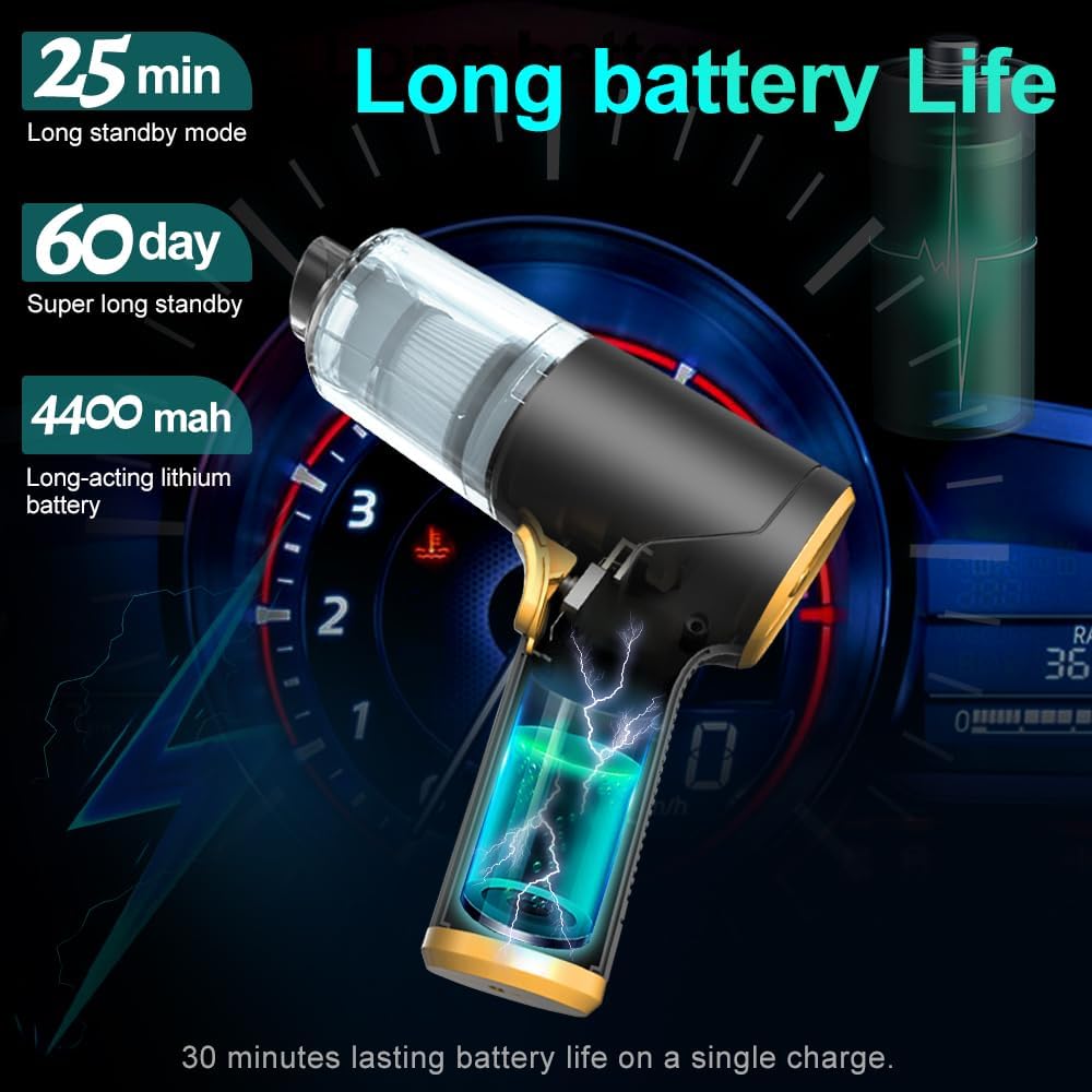 Aspirador de coche recargable inalámbrico 9000PA con plumero de aire comprimido – Para coche, oficina, limpieza del hogar
