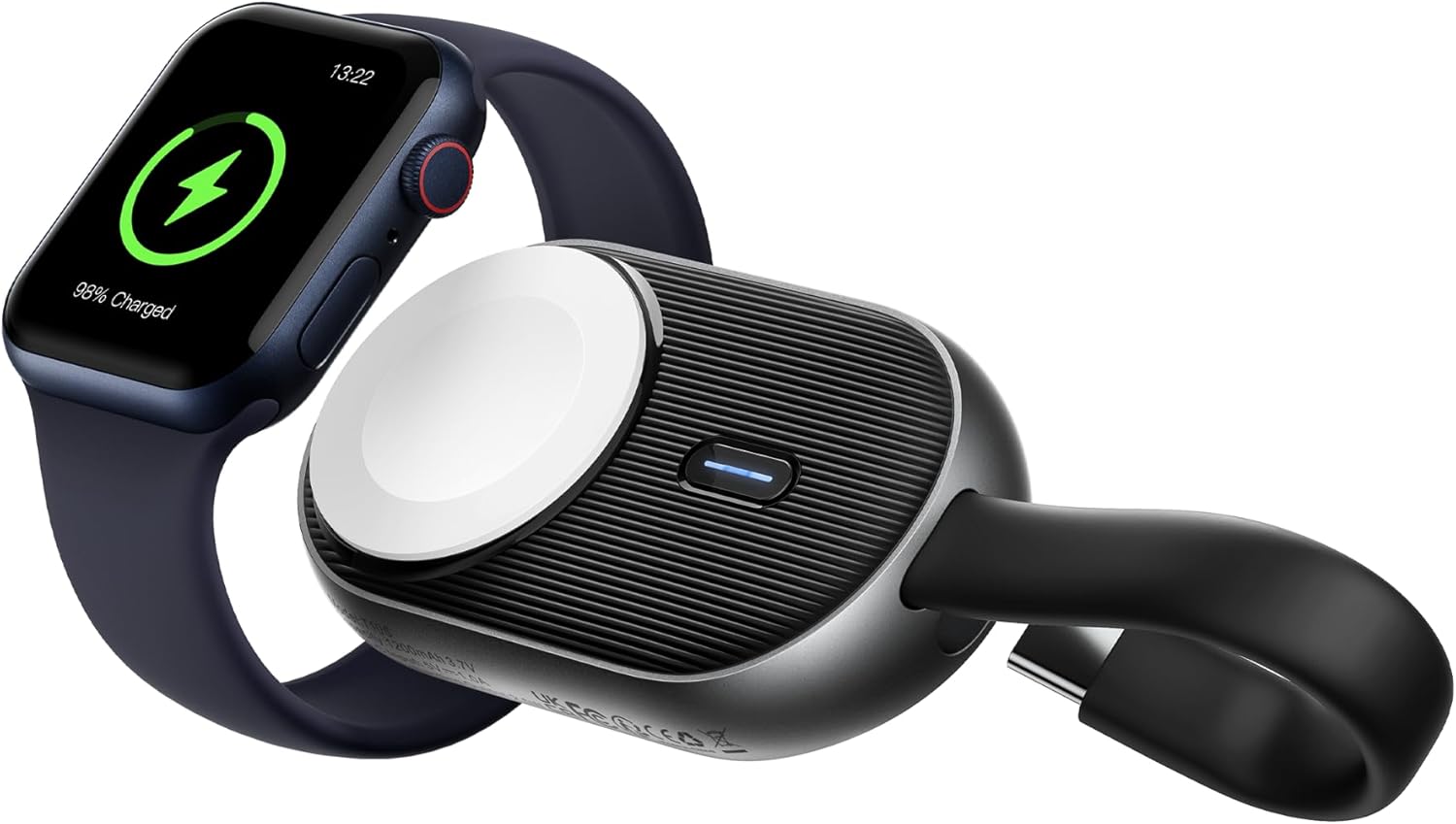 VRURC – Cargador portátil para Apple Watch, cargador de reloj portátil de 1200 mAh, llavero magnético, cargador de reloj inalámbrico para iWatch