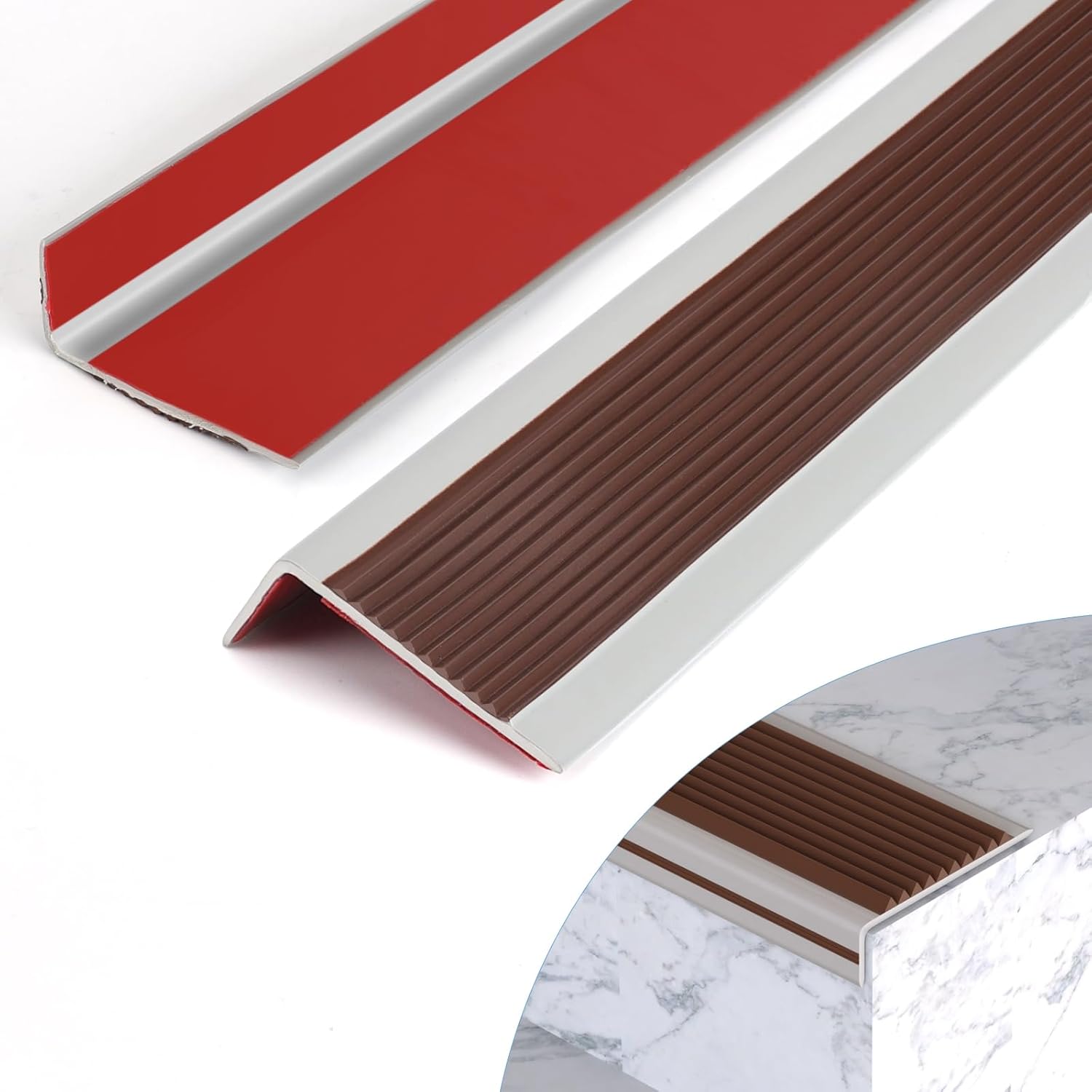 Bordes de vinilo para escaleras, protector de borde de escalera, borde de escalón, antideslizante e impermeable, para interiores y exteriores, tiras